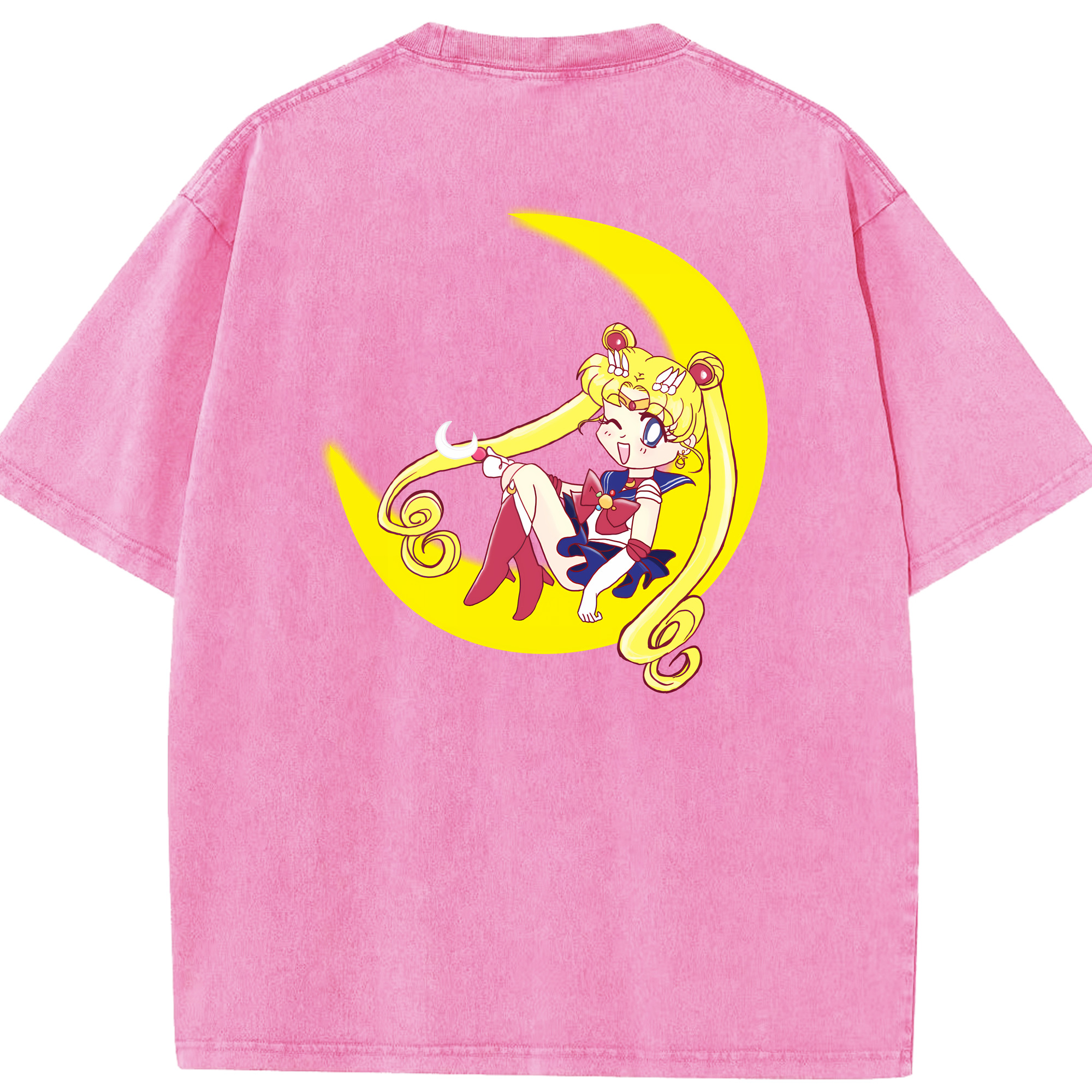 （画像用） 美少女戦士セーラームーン 月野 うさぎ つきの うさぎ Sailor Moon Tsukino Usagi 綿100% ヴィンテージ風 半袖Tシャツ（背面プリント）